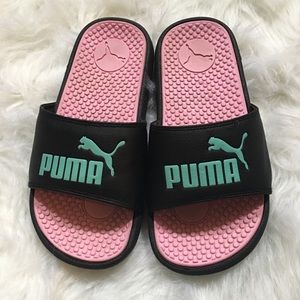 Puma Slid-Ons Pink, Black, and Aqua Girls Shoes